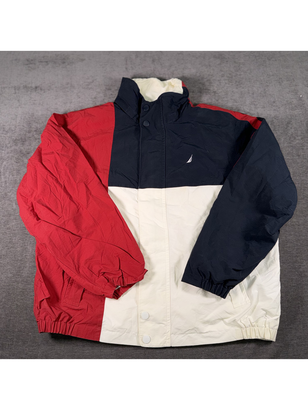 Nautica Men's XL Color Block Windbreaker Jacket Red Navy White